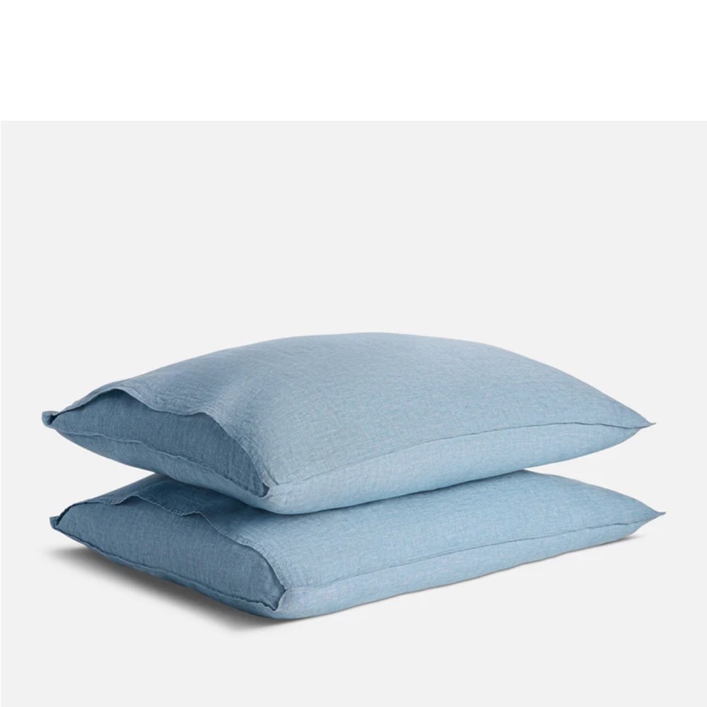 Brooklinen Washed European Linen Pillowcase Set Storm Chambray